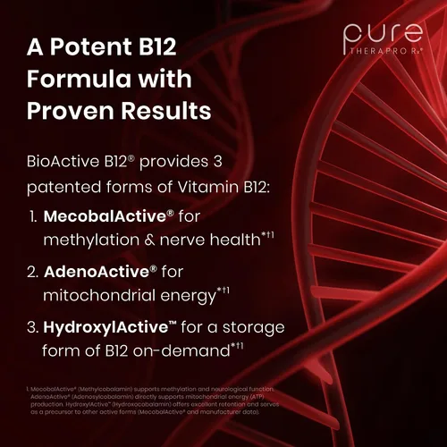 Vista 7 de Pure TheraPro BioActive Vegan Metilada Vitamina B12 Sublingual Líquida Metilcobalamina, Hidrocobalamina y Adenosilcobalamina 1,000 mcg por gota