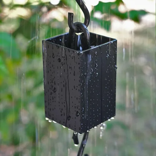 Vista 6 de Nutshell Stores Cadena de lluvia cuadrada de aluminio Kenchiku - Bronce - 8 pies