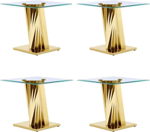 Vista 9 de Mesa auxiliar de cristal dorado, mesa auxiliar cuadrada moderna de 24 pulgadas para sala de estar