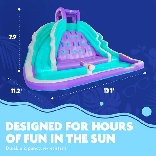 Vista 3 de SUNNY & FUN Ultra Climber - Parque inflable de tobogán acuático – Resistente para diversión al aire libre – Pared de escalada, dos toboganes