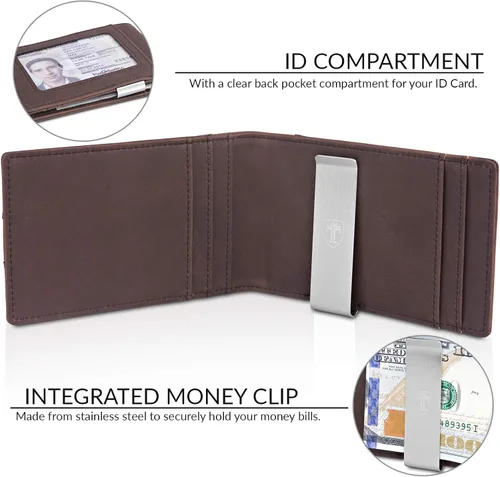 Vista 3 de TRAVANDO Money Clip Wallet Atlanta Mens Front Pocket Slim RFID Blocking - Credit Card Holder - Mini Bifold