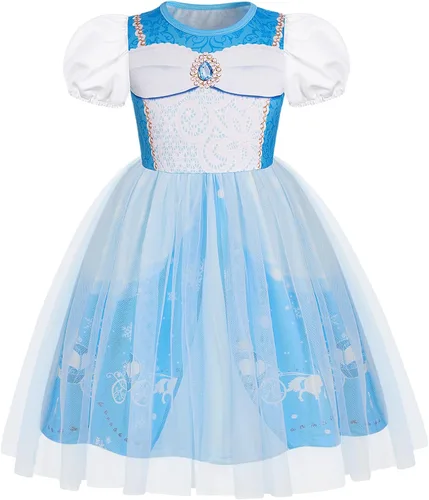 Vista 8 de Vestido de princesa para niñas, vestido de tul, disfraz de princesa, trajes Rosa