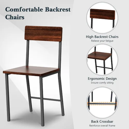 Vista 7 de SUNLEI Mesa de comedor para 4 personas con 2 sillas y un banco de almacenamiento, juego de mesa de cocina pequeño con estante para vino, escritorio