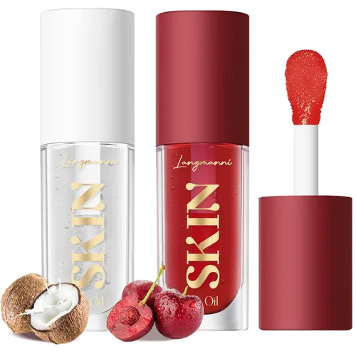 Vista 16 de LANGMANNI Aceite de labios hidratante, brillo labial no pegajoso, bálsamo labial, cuidado labial, aceite labial con sabor a fruta para labios secos