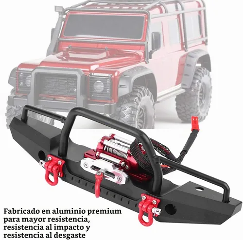 Vista 2 de Parachoques RC Crawler, montaje de aluminio duradero con luz LED de cabrestante, escala 1/10 todoterreno para parachoques RC mejora