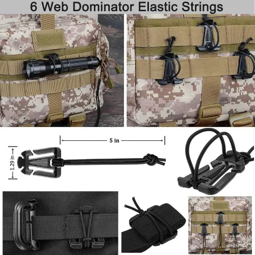 Vista 4 de Molle Accessories Kit de 30 accesorios, anillo en D Grimloc bloqueo engranaje clip web dominator cuerdas elásticas hebilla para correas de 1 pulgada