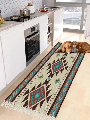 Vista 14 de Beige Gray Brown Entryway Rug 2X3 Ft Bathroom Mat, Washable Woven Abstract Ombre Art Throw Carpet with Tassel, Non-Shedding Vintage Minimalist