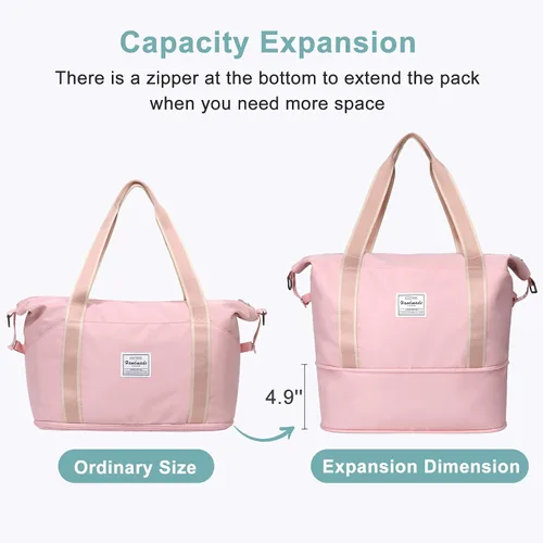 Vista 3 de DMLuna Bolsa de viaje de viaje, bolsa de gimnasio deportiva, bolsa de hombro para mujeres y hombres, bolsa de hospital, bolsa de lona expandible