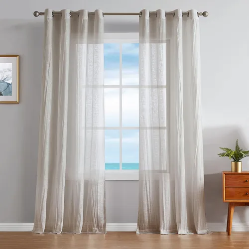 Vista 16 de Nautica - Cordelia - Cortina transparente aplastada Cortinas para ventana Cortinas ligeras Juego de 2 paneles Transparente Cabecera