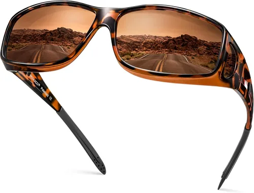 Vista 27 de Night Vision Driving Glasses for Men & Women - Polarized Anti Glare Fit Overs with Wrap-Around HD Yellow Lens