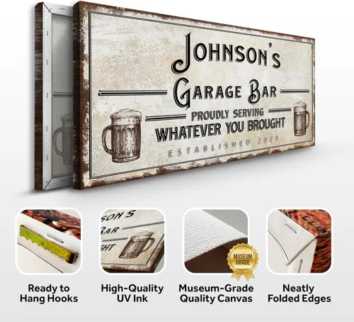 Vista 2 de Tailored Canvases Letreros de garaje – Letreros de garaje personalizados para hombres, lienzo imprimible para pared de garaje, regalo para él