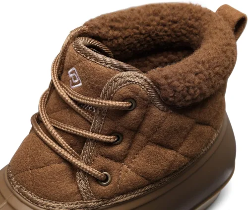Vista 3 de DREAM PAIRS Botas de lluvia de pato para mujer, botas de nieve impermeables con cordones de invierno