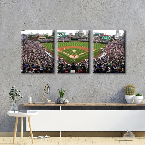 Vista 3 de TUMOVO Arte de pared en lienzo para estadio deportivo, arte de pared de campo Wrigley en Chicago, pinturas de Chicago, impresiones sobre lienzo