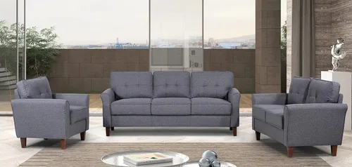 Vista 15 de Container Furniture Direct Kouchouk - Muebles de sala de estar de terciopelo cómodos de tres plazas, sofá moderno de mediados de siglo, sofá biplaza