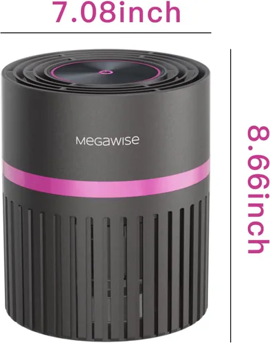 Vista 8 de MEGAWISE Purificador de aire HEPA H13 para dormitorio, oficina y habitaciones pequeñas, filtración de 3 etapas con entrada de aire de 360°, modo