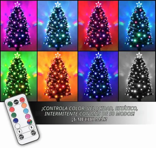 Vista 6 de Holiday Essence Prelit Árbol de Navidad artificial, árbol de Navidad de pino de 4 pies con luces LED multicolor que cambian de función y árbol