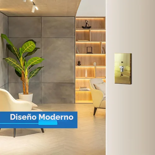 Vista 6 de LIDER - Placa de pared reflectante para interruptor de palanca, de gran tamaño, 1 banda, acrílico Dorado