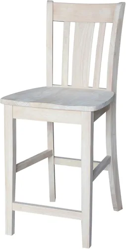 Vista 9 de Taburete de comedor de madera maciza San Remo - Altura del asiento de 24 pulgadas, sin terminar