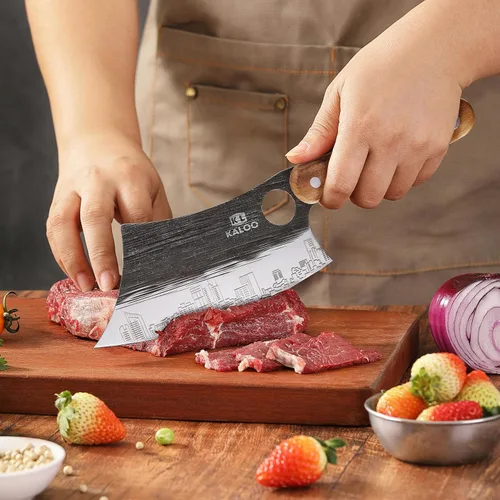 Vista 5 de Kaloo - Juego de 3 cuchillos de carnicero, cuchillo de carnicero de 7 pulgadas, cuchillo de chef serbio de 7 pulgadas y cuchillo vikingo de 6.5