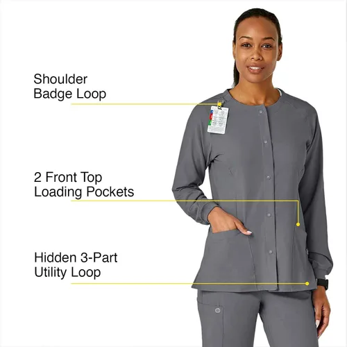 Vista 2 de Chaqueta de calentamiento con cuello redondo para mujer