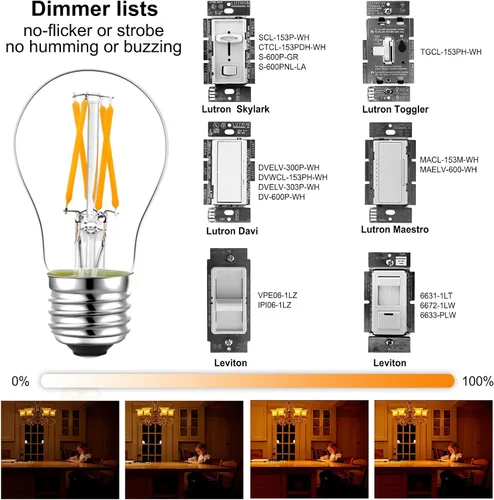 Vista 3 de LiteHistory Bombilla LED E26 regulable de 6 W igual a 60 W, bombilla LED Edison vintage AC120V 2700K A15 bombilla LED para ventilador de techo