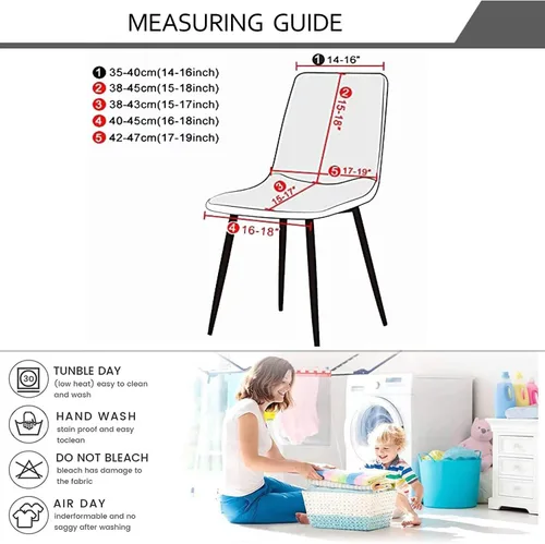 Vista 2 de Juego de 2 fundas de jacquard para silla, elásticas, impermeables, escandinavas, para sillas de comedor, lavables, modernas, fundas de asiento