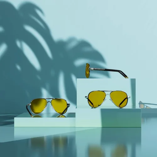 Vista 3 de ROCKNIGHT Lentes de sol polarizados estilo aviador para hombres y mujeres, lentes de sol con parte superior plana de metal, ligeras