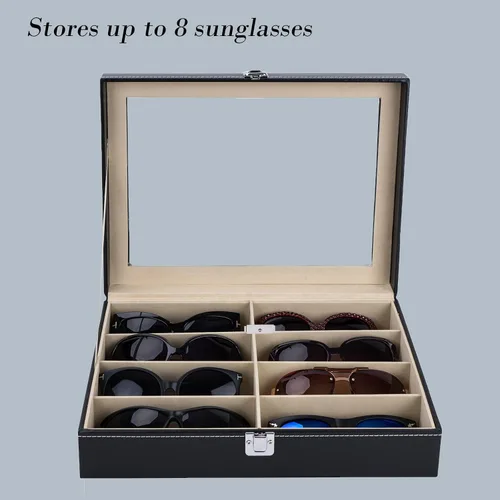 Vista 4 de AUTOARK Leather 8 Piece Eyeglasses Storage and Sunglass Glasses Display Case Organizer