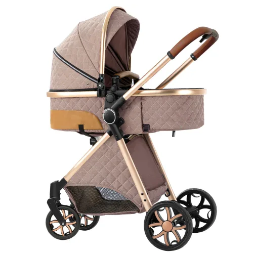 Vista 12 de Cochecito de bebé 2 en 1, cochecito infantil convertible, carriola de bebé de alta vista, cochecito plegable con toldo ajustable (Negro)