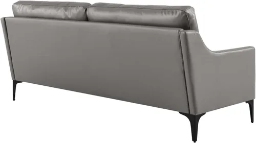 Vista 7 de Modway Sofá Corland de cuero y metal de estilo moderno en acabado gris