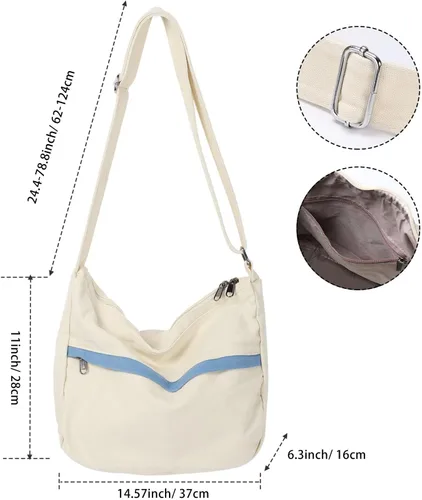 Vista 3 de WantGor Bolso cruzado de lona para mujeres y hombres, bolso grande de hombro, bolso de mano de trabajo, bolso casual