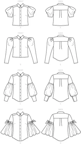 Vista 8 de McCall's M7838A5 Blusa holgada con botones para mujer, patrones de costura, tallas 6-14