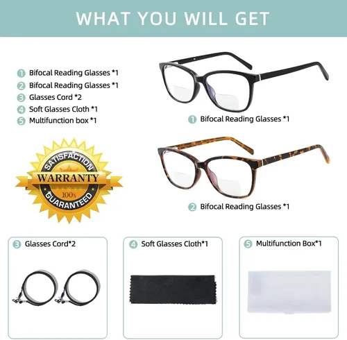 Vista 7 de Gafas de lectura bifocales para mujer, luz azul, lectores de computadora, parte superior transparente, marco de ojo de gato, elegante, moda
