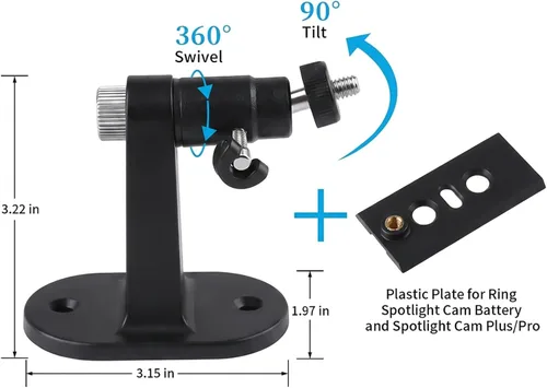 Vista 3 de 2Pack Security Wall Mount for Ring Spotlight Cam Battery and Ring Spotlight Cam Plus/Pro (Battery), 360° Adjustable Indoor/Outdoor Mounting Bracket