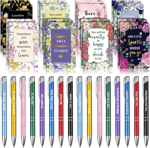 Vista 15 de Funrous 32 bolígrafos con cita motivacional, bloc de notas inspiradoras, mini diario con bolígrafo, cuadernos pequeños, regalo para hombres