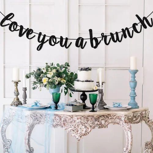 Vista 6 de Cartel de Love You A Brunch, decoración de fiesta de cumpleaños, fiesta de compromiso, brunch, adorno de banderines de fiesta de brunch