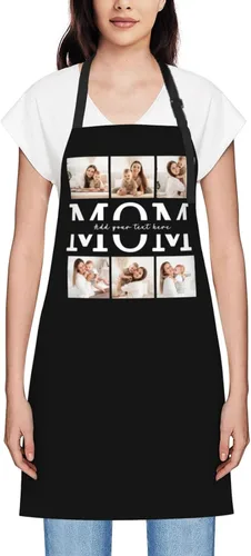 Vista 76 de Delantales personalizados para mujer, diseño de delantal de chef ajustable con nombre, textos, fotos, flores, regalos para el día de la madre
