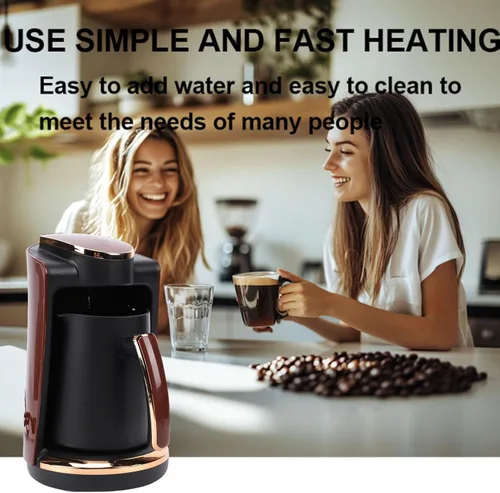 Vista 5 de Zunate Cafetera eléctrica turca griega de 550 W, 8.5 fl oz, máquina de taza individual con taza y cuchara incluidas para el hogar, oficina