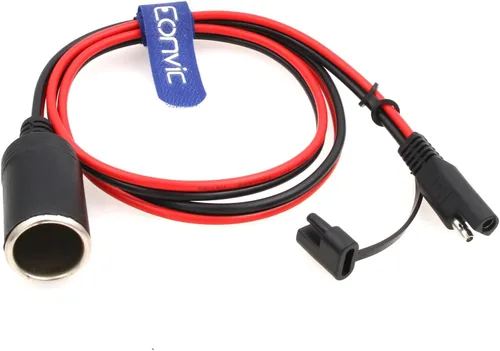 Vista 2 de Cable de enchufe SAE a encendedor de cigarrillos 16AWG 12V SAE 2 pines macho con tapa antipolvo, conector de desconexión rápida, cable de carga
