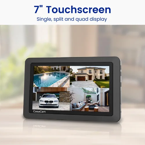 Vista 5 de CasaCam GuardianCam Air Sistema de cámara de seguridad inalámbrica con monitor de pantalla táctil de 7 pulgadas y 2 cámaras de 720p Alimentado