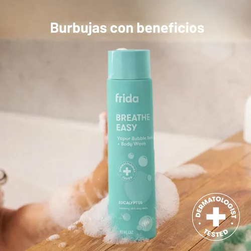 Vista 2 de Frida Baby Eucalipto Vapor Baño de Burbujas y Jabón para Cuerpo para Bebés y Niños + Jabón para Cuerpo para Niños Pequeños y Bebés