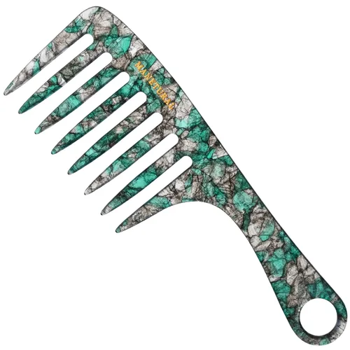 Vista 15 de D1 Peine de mango de dientes anchos para cabello rizado Eleva, conserva el rizo, suaviza el cabello. Peine de acetato (morado brillante)