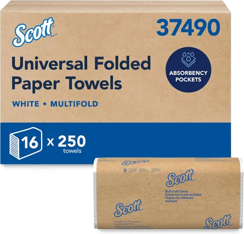 Vista 13 de Toallas de papel multifold universal Scott Professional, a granel (58091), bolsillos de absorción, blancas, toalla de 9.2"x9.4", blanca, comprimida