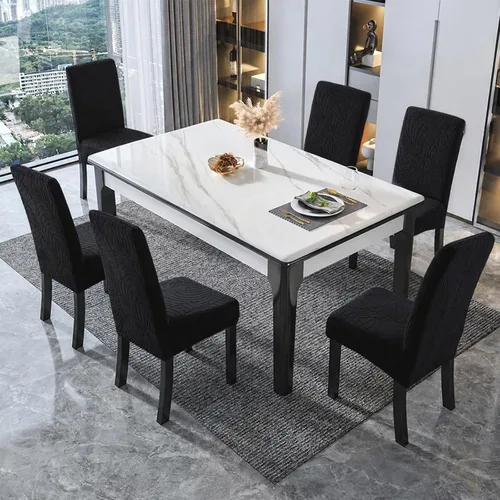 Vista 2 de Fundas de silla para comedor Fundas de jacquard impermeables (negro, 2 piezas) Las fundas de jacquard elásticas impermeables refrescan las sillas