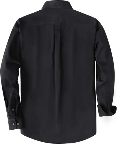 Vista 2 de Dubinik® Camisa de manga larga con botones para hombre, estilo casual, de trabajo, con dos bolsillos, de algodón, ajuste regular, vintage