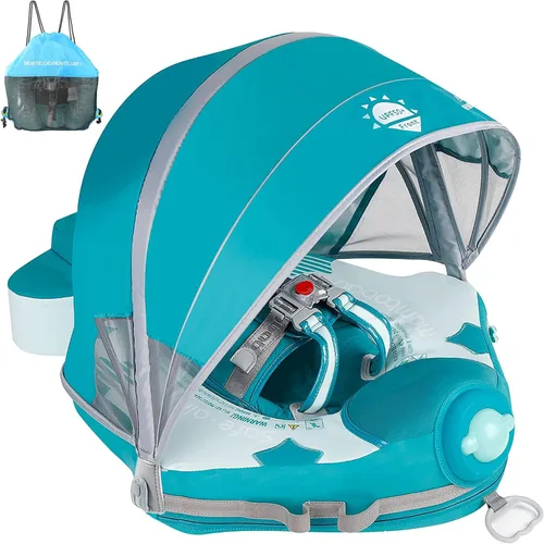 Vista 22 de Mambobaby Float Add Tail Flotador de natación para bebé/bebé con toldo, no inflable, sólido, mejorado, suave, impermeable, material de cuero