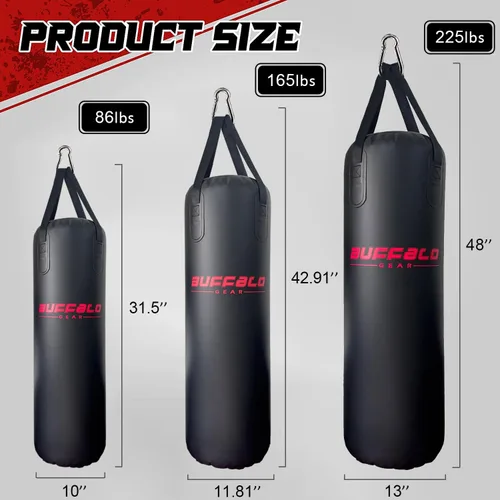 Vista 4 de Buffalo Gear Saco de boxeo de agua pesada, 225 libras, 165 libras, 86 libras, saco de boxeo ajustable para kickboxing, boxeo, gimnasio