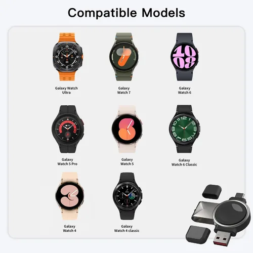 Vista 2 de Cargador portátil para Samsung Galaxy Watch, cargador portátil magnético para Samsung Galaxy Watch Ultra/7/6/6 Classic/5/5 Pro/4/4 Classic, carga