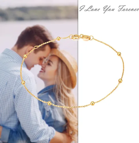 Vista 6 de Pulseras sólidas de oro de 14 K, 18 quilates para mujeres, pulsera fina de oro real