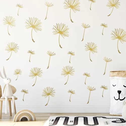 Vista 7 de 66 calcomanías de pared para despegar y pegar, calcomanías de pared de diente de león, murales de flores metálicas, calcomanías de decoración floral